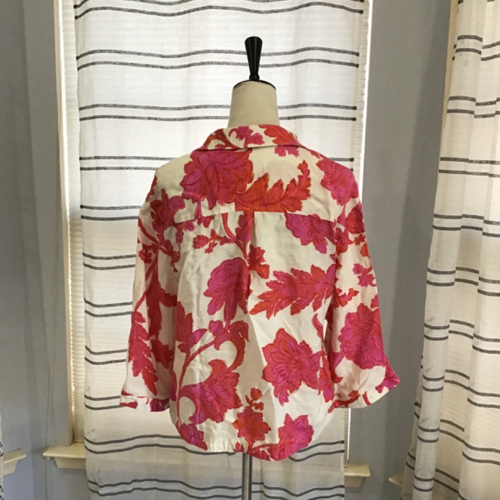 MNG Women Size SM Flowy Pink Floral 3/4 Sleeve Blouse Comfy Elegant Feminine - Picture 5 of 12